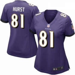 Womens Nike Baltimore Ravens 81 Hayden Hurst Game Purple Team Color NFL Jersey