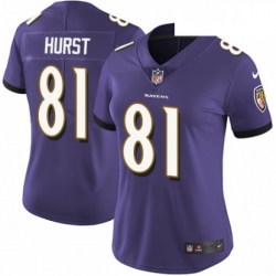 Womens Nike Baltimore Ravens 81 Hayden Hurst Purple Team Color Vapor Untouchable Elite Player NFL Jersey