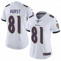 Womens Nike Baltimore Ravens 81 Hayden Hurst White Vapor Untouchable Limited Player NFL Jersey