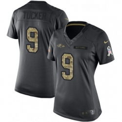 Womens Nike Baltimore Ravens 9 Justin Tucker Limited Black 2016 Salute to Service NFL Jersey
