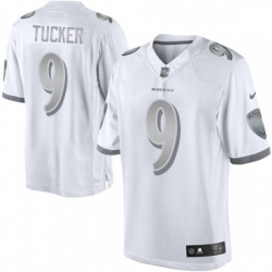 Womens Nike Baltimore Ravens 9 Justin Tucker Limited White Platinum NFL Jersey