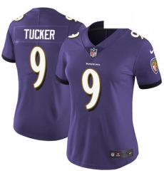 Womens Nike Baltimore Ravens 9 Justin Tucker Purple Team Color Vapor Untouchable Limited Player NFL Jersey