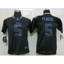 Nike Ravens #5 Joe Flacco Lights Out Black Youth Stitched NFL Elite Jersey