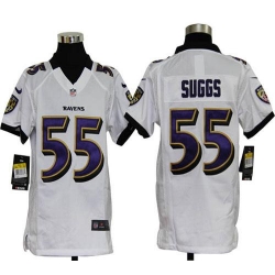 Nike Ravens #55 Terrell Suggs White Youth Stitched NFL Elite Jersey