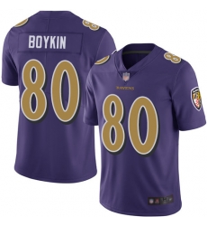 Ravens 80 Miles Boykin Purple Youth Stitched Football Limited Rush Jersey