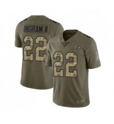 Youth Baltimore Ravens 22 Mark Ingram II Limited Olive Camo Salute to Service Football Jersey