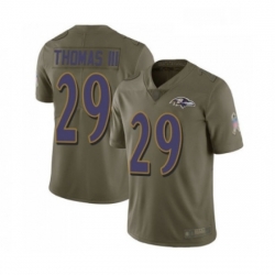 Youth Baltimore Ravens 29 Earl Thomas III Limited Olive 2017 Salute to Service Football Jersey