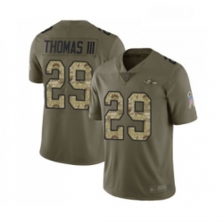 Youth Baltimore Ravens 29 Earl Thomas III Limited Olive Camo Salute to Service Football Jersey