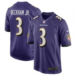Youth Baltimore Ravens 3 Odell Beckham Jr  Purple Stitched Game Jersey