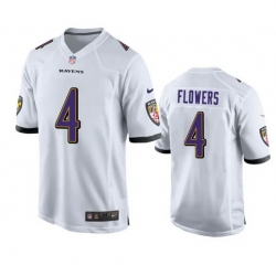 Youth Baltimore Ravens 4 Zay Flowers White Stitched Game Jersey