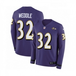 Youth Nike Baltimore Ravens 32 Eric Weddle Limited Purple Therma Long Sleeve NFL Jersey