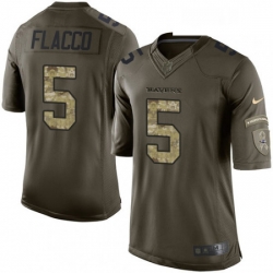 Youth Nike Baltimore Ravens 5 Joe Flacco Elite Green Salute to Service NFL Jersey