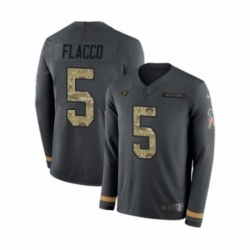 Youth Nike Baltimore Ravens 5 Joe Flacco Limited Black Salute to Service Therma Long Sleeve NFL Jersey