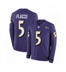 Youth Nike Baltimore Ravens 5 Joe Flacco Limited Purple Therma Long Sleeve NFL Jersey