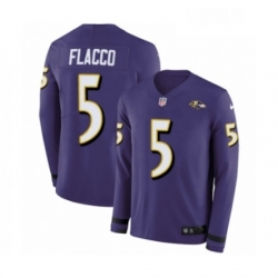 Youth Nike Baltimore Ravens 5 Joe Flacco Limited Purple Therma Long Sleeve NFL Jersey