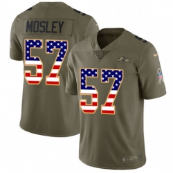 Youth Nike Baltimore Ravens 57 CJ Mosley Limited OliveUSA Flag Salute to Service NFL Jersey
