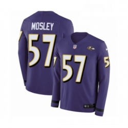 Youth Nike Baltimore Ravens 57 CJ Mosley Limited Purple Therma Long Sleeve NFL Jersey