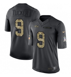 Youth Nike Baltimore Ravens 9 Justin Tucker Limited Black 2016 Salute to Service NFL Jersey