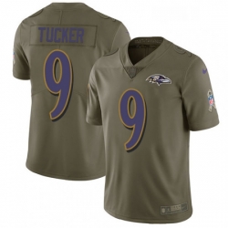 Youth Nike Baltimore Ravens 9 Justin Tucker Limited Olive 2017 Salute to Service NFL Jersey