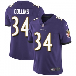 Youth Nike Ravens #34 Alex Collins Purple Team Color Stitched NFL Vapor Untouchable Limited Jersey