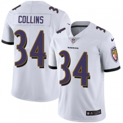 Youth Nike Ravens #34 Alex Collins White Stitched NFL Vapor Untouchable Limited Jersey
