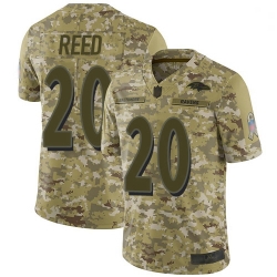 Youth Ravens 20 Ed Reed Camo Stitched Football Limited 2018 Salute to Service Jersey