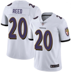 Youth Ravens 20 Ed Reed White Stitched Football Vapor Untouchable Limited Jersey