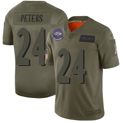 Youth Ravens 24 Marcus Peters Camo Stitched Football Limited 2019 Salute to Service Jersey
