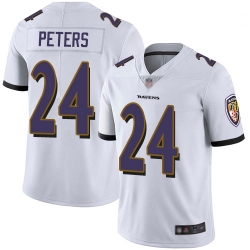 Youth Ravens 24 Marcus Peters White Stitched Football Vapor Untouchable Limited Jersey