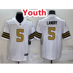 Youth Saints 5 Jarvis Landry White Color Rush Jersey