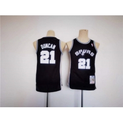 Youth Spurs 21 Tim Duncan Black Stitched Football Jersey