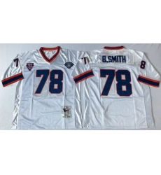 Bills 78 B Smith White Throwback Jersey