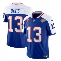 Men Buffalo Bills 13 Gabe Davis Blue White 35th And 75th Patch 2023 F U S E  Throwback Vapor Untouchable Limited Stitched Jersey