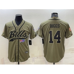 Men Buffalo Bills 14 Stefon Diggs 2022 Olive Salute To Service Cool Base Stitched Baseball Jersey