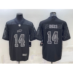 Men Buffalo Bills 14 Stefon Diggs Black Reflective Limited Stitched Football Jersey