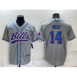 Men Buffalo Bills 14 Stefon Diggs Gray Cool Base Stitched Baseball Jersey