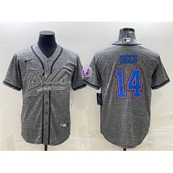Men Buffalo Bills 14 Stefon Diggs Grey With Patch Cool Base Stitched Baseball Jersey