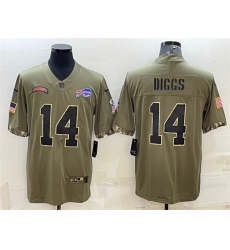 Men Buffalo Bills 14 Stefon Diggs Olive 2022 Salute To Service Limited Stitched Jersey