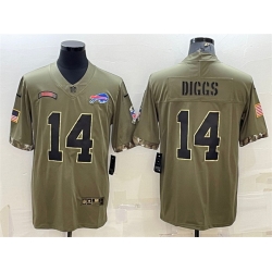 Men Buffalo Bills 14 Stefon Diggs Olive 2022 Salute To Service Limited Stitched Jersey