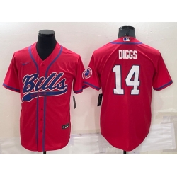 Men Buffalo Bills 14 Stefon Diggs Red Cool Base Stitched Baseball Jersey