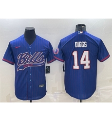 Men Buffalo Bills 14 Stefon Diggs Royal With Patch Cool Base Stitched Baseball Jersey