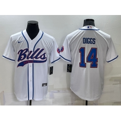Men Buffalo Bills 14 Stefon Diggs White Cool Base Stitched Baseball Jersey