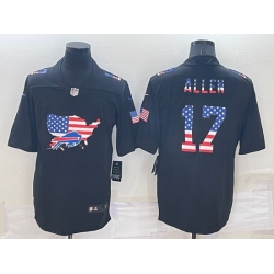 Men Buffalo Bills 17 Josh Allen Black USA Flag Limited Stitched Jersey