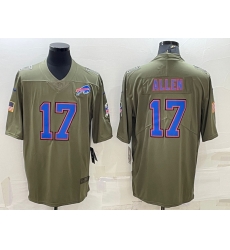 Men Buffalo Bills 17 Josh Allen Olive Salute To Service Limited Stitched Jersey