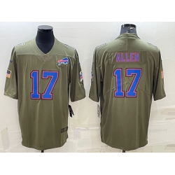 Men Buffalo Bills 17 Josh Allen Olive Salute To Service Limited Stitched Jersey