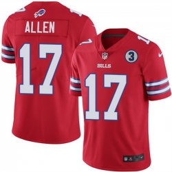 Men Buffalo Bills 17 Josh Allen Red With NO 3 Patch Vapor Untouchable Limited Stitched NFL Jersey