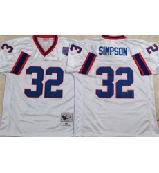 Men Buffalo Bills 32 SIMPSON White Stitched jersey