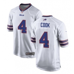 Men Buffalo Bills 4 James Cook White Stitched Game Football Jersey