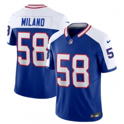 Men Buffalo Bills 58 Matt Milano Blue White 2023 F U S E  Throwback Vapor Untouchable Limited Stitched Jersey
