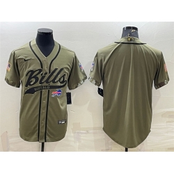 Men Buffalo Bills Blank Olive Salute To Service Cool Base Stitched Baseball Jersey